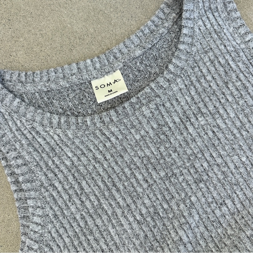 Soma Ribbed Knit Sleeveless Tank Top Gray Medium